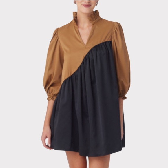 CROSBY by Mollie Burch Story Mini Dress Cappuccino Black XL NWOT - Picture 4 of 14